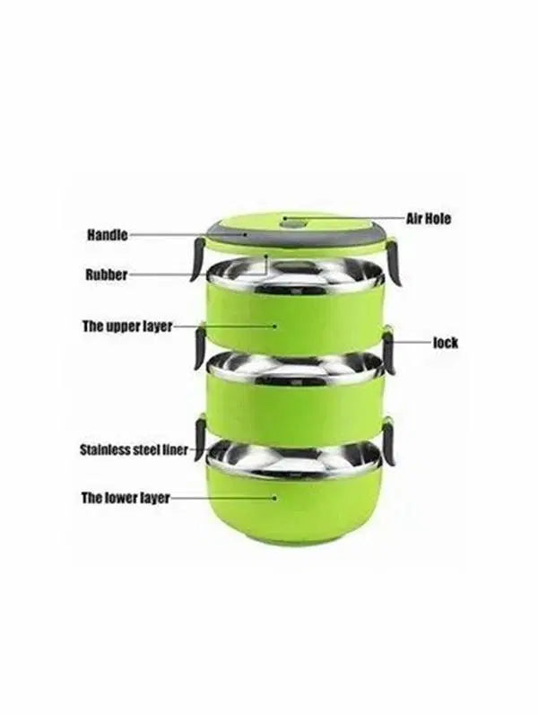 3 Layer Stainless Steel Lunch Box | Durable & Portable Food Storage Container