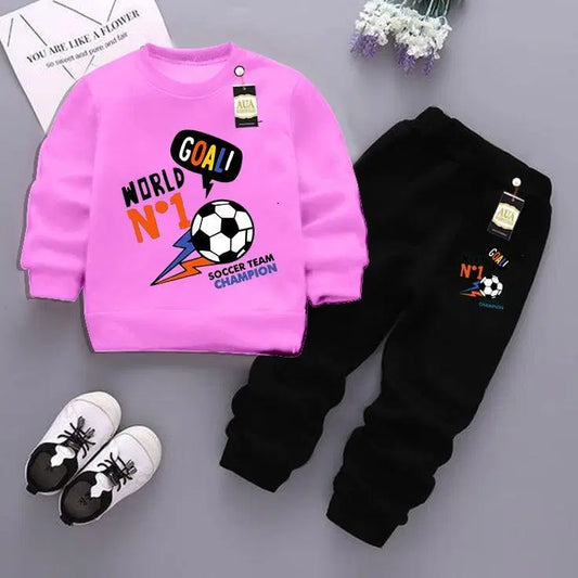 2 Pcs Boy/Girl Fleece Printed Sweatshirt Tracksuit