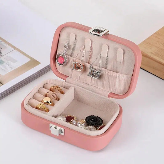 Double-Layer Jewelry Box for Travel: PU Leather, Secure & Stylish