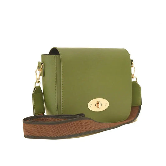 PU Leather X Side Green Crossbody Bag | Stylish